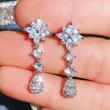 Bridal jewelry necklace three-piece set super shiny flower water drop zircon jewelry Korean version women's necklace set