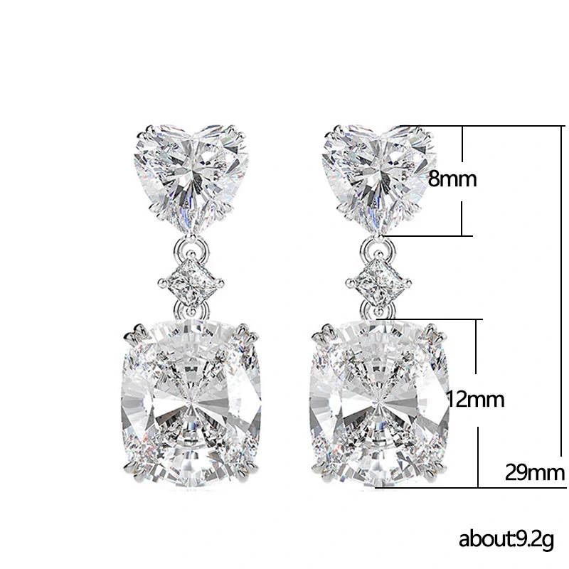 New light luxury style flash diamond pink yellow white zircon earrings female fashion colored gemstone earrings ear jewelry