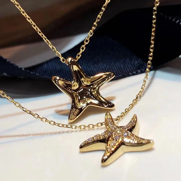 Creative simple starfish elegant women's necklace European and American trend personality fashion lady style temperament necklace
