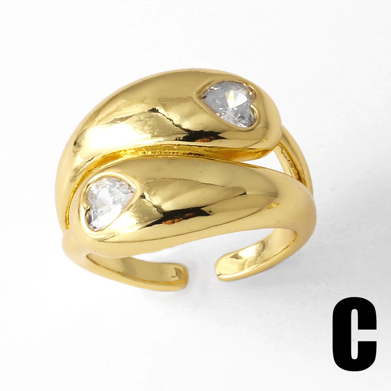AS jewelry European and American colored zircon love ring gold-plated high-grade irregular open ring rim72
