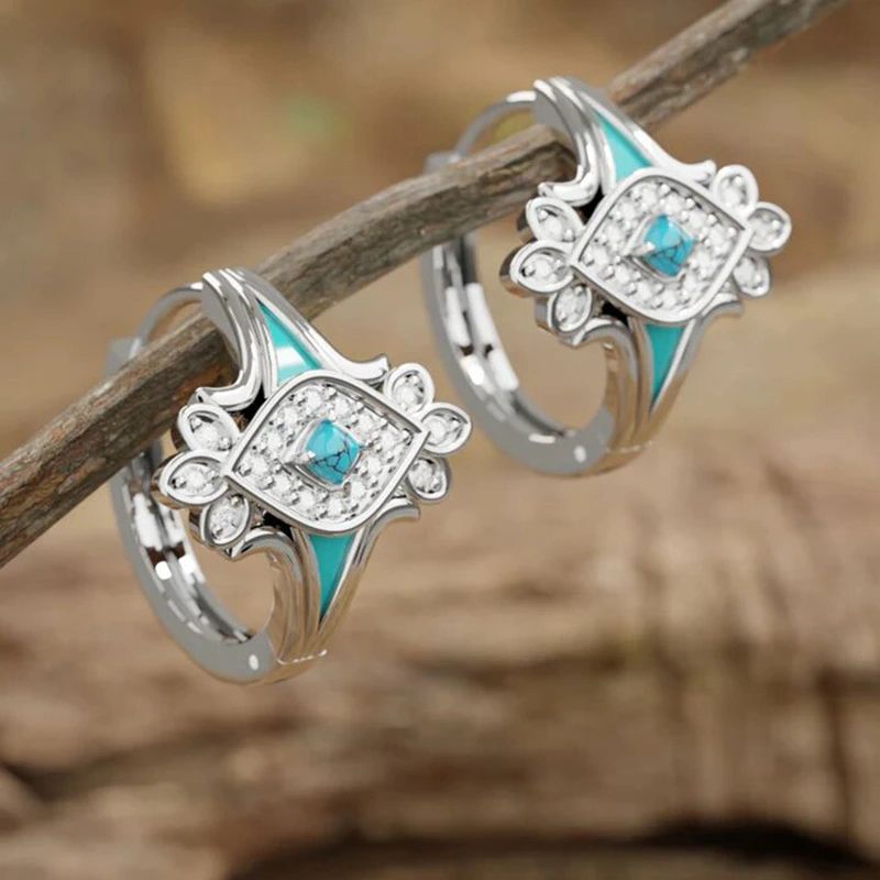  Trendy European and Korean Bohemian style earrings horse eye geometric oil drop jewelry exquisite retro fashion earrings