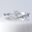  Wavy line leaf ring female fashion leaf inlaid zircon ring shiny engagement wedding gift