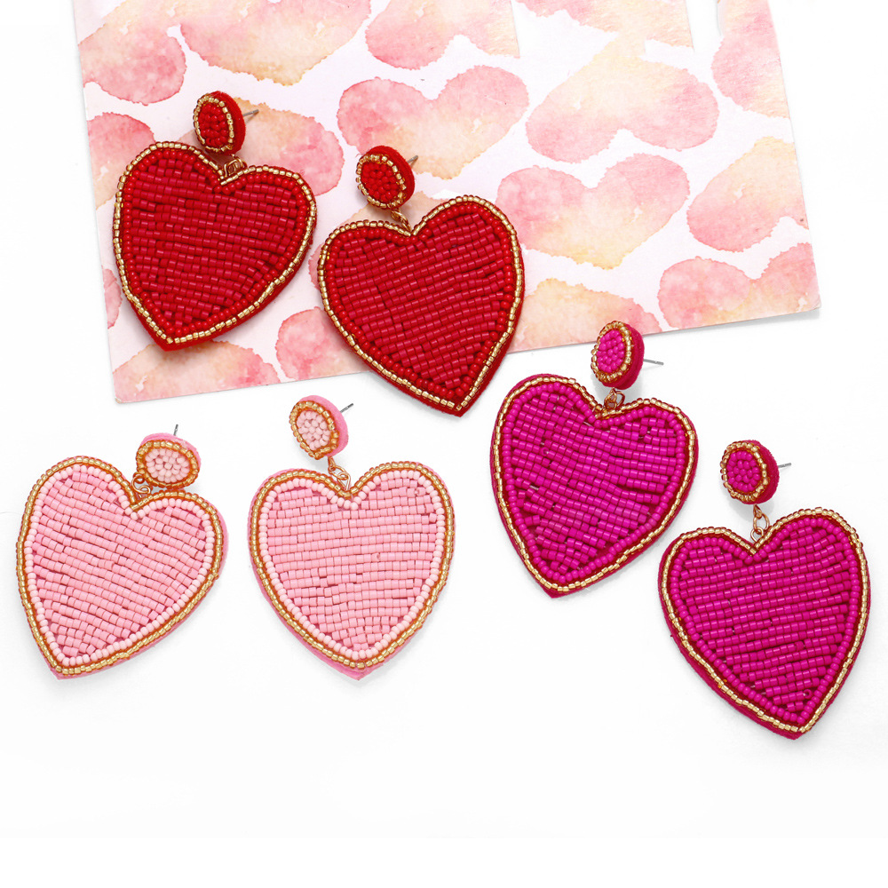 New hot selling Bohemian earrings jewelry love peach heart rice bead earrings earrings wholesale era191