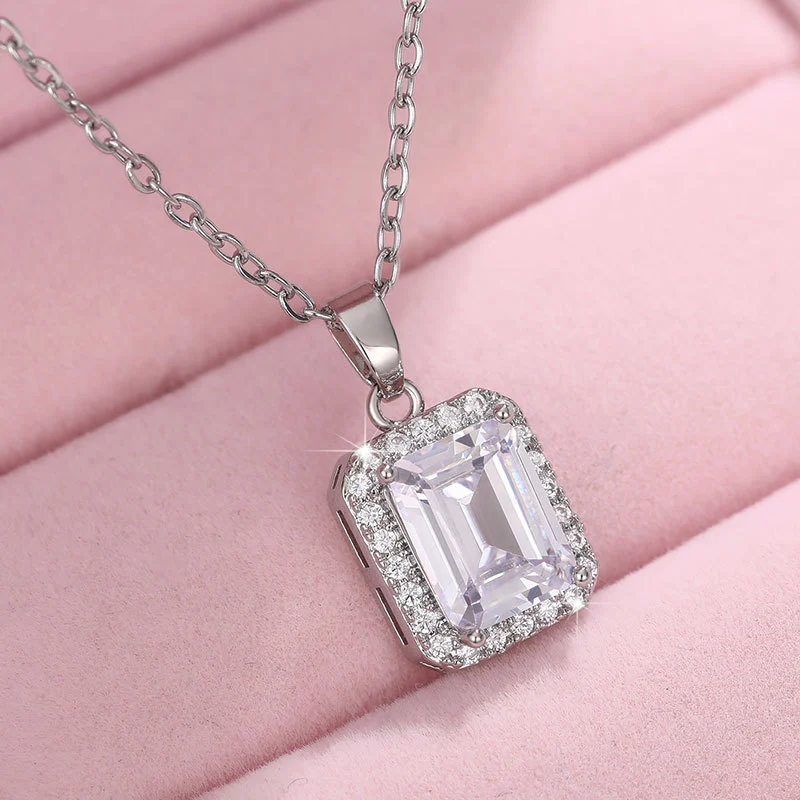 European and American new style rectangular Radiant fashion OL cut crystal necklace engagement jewelry