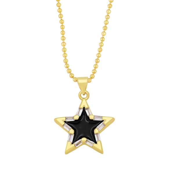 Clearance European and American spring five-pointed star necklace pendant color oil drop zircon necklace clavicle chain female nka003