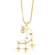 Clearance 2023 Creative Personality Star and Moon Necklace Women European and American Fashion Star and Moon Pendant Clavicle Chain nkb564