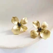   Hot selling metal electroplated earrings for women lily flower elegant jewelry forest oil drop niche