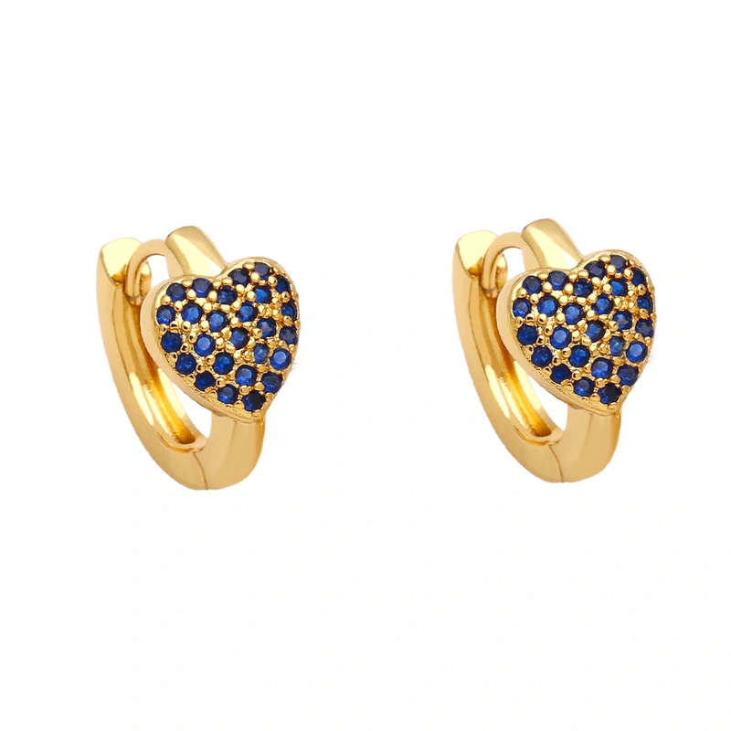 Simple and fashionable colorful zircon heart earrings European and American style exquisite small earrings light luxury temperament earrings female era242