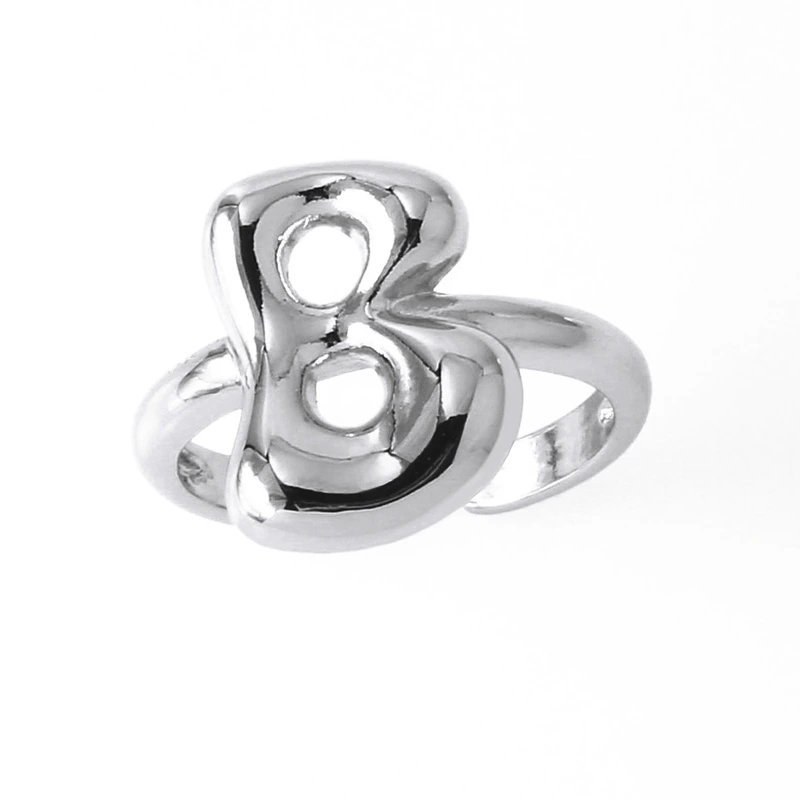 AS jewelry smooth 26 English letters ring female copper plated real gold open ring rih04