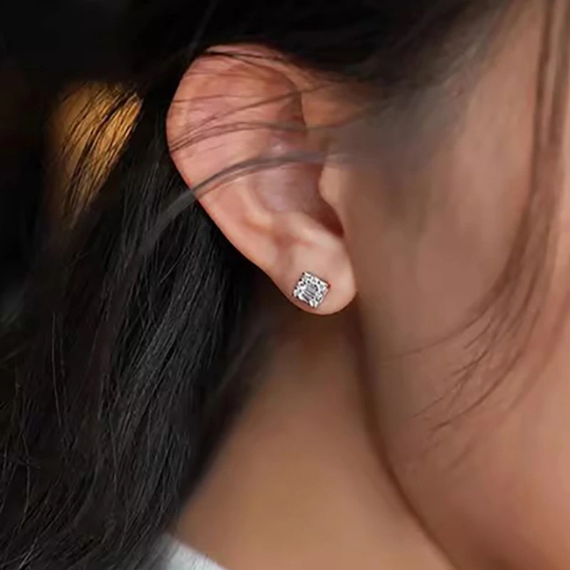  European and American simple exquisite earrings daily matching geometric earrings micro-inlaid zircon ladies earrings