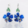 European and American hot selling blue enamel pendant earrings butterfly drop glue flower diamond earrings creative floral earrings