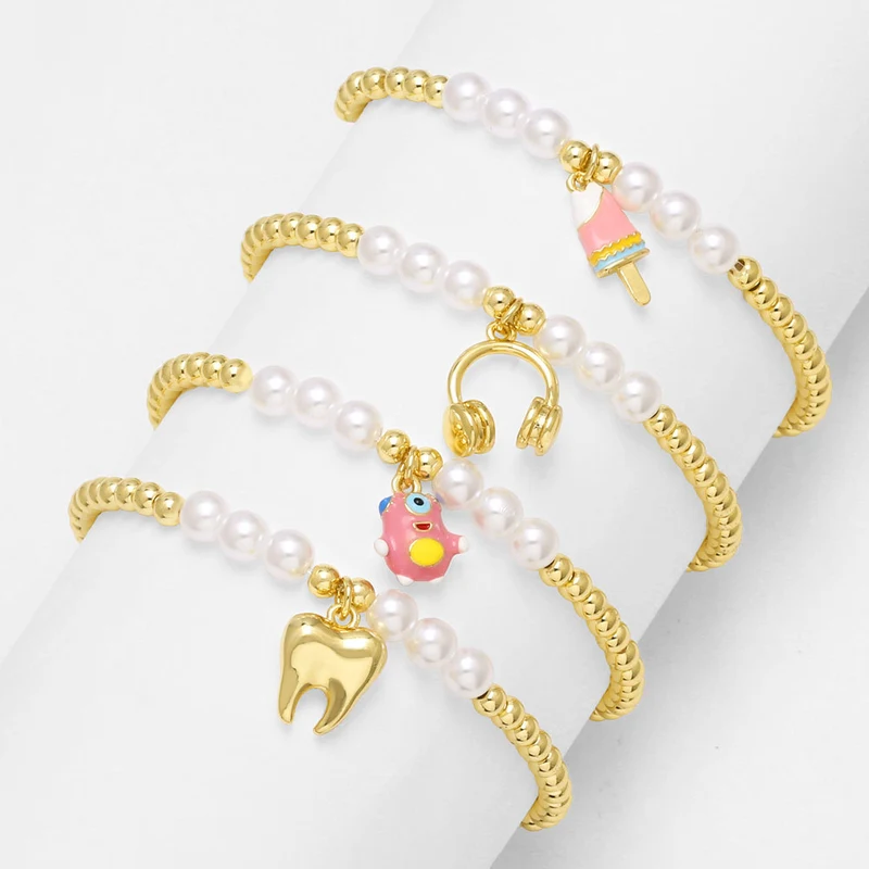 AS jewelry tooth ice cream bracelet female gold-plated oil drop pearl bracelet hand jewelry brh07