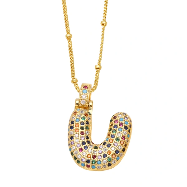 AS jewelry new color 26 English letters pendant necklace female inlaid zircon clavicle chain nkb031