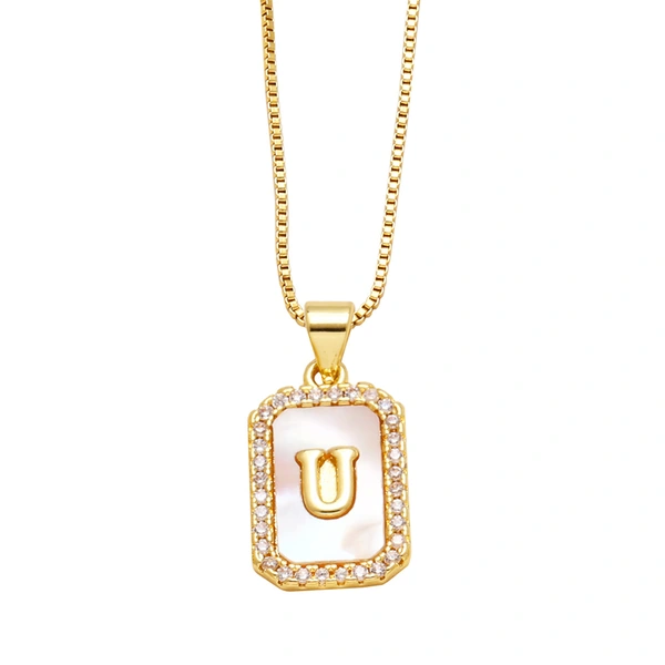 AS jewelry European and American new shell cube 26 English letters necklace clavicle chain female nkb581