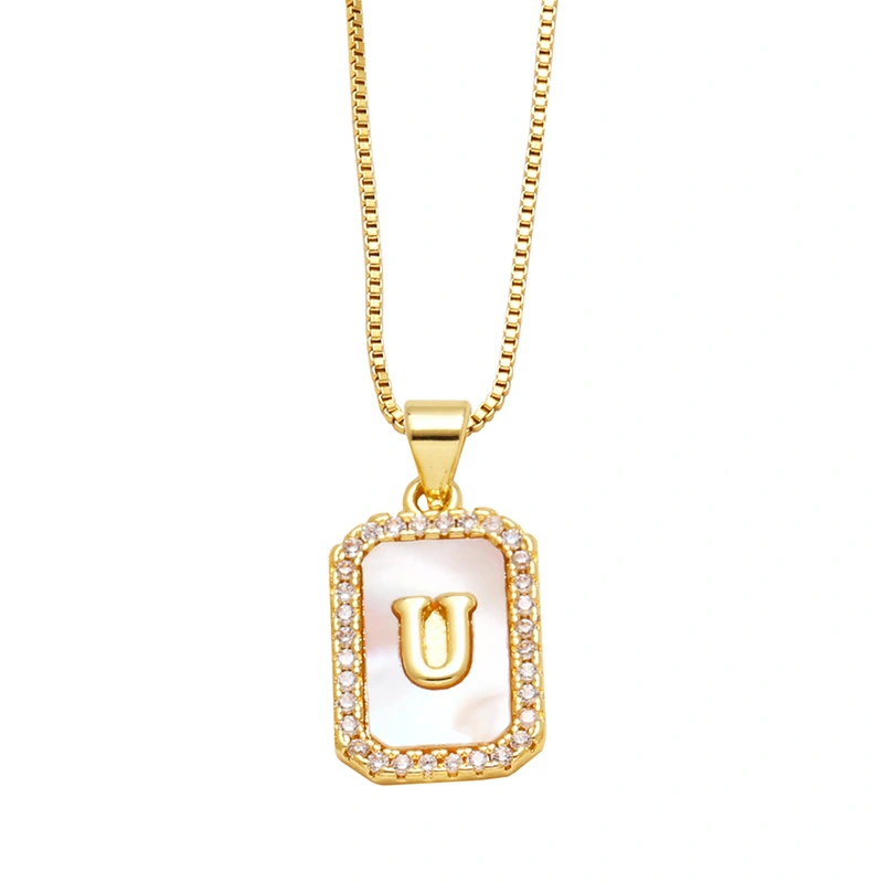 AS jewelry European and American new shell cube 26 English letters necklace clavicle chain female nkb581
