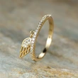  Factory direct sales of wing feather rings for women inlaid with zircon pendant rings, exquisite and fashionable daily accessories