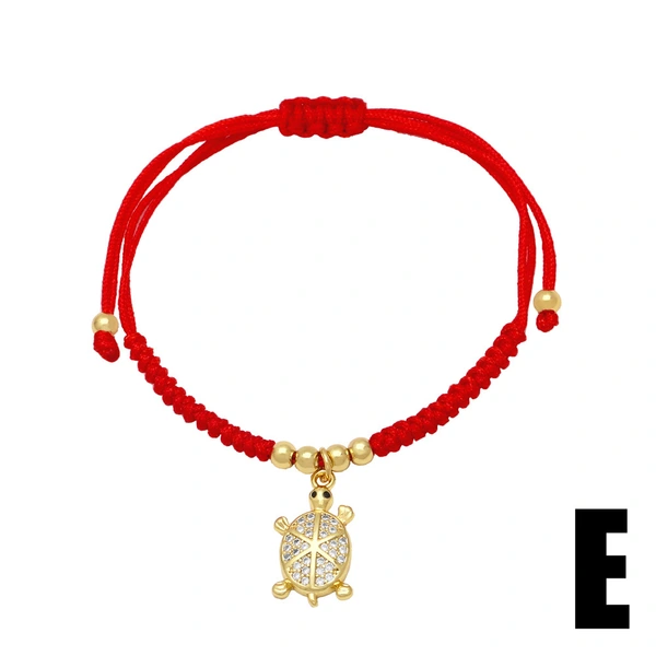 AS jewelry European and American turtle pendant red rope bracelet female gold-plated zircon braided bracelet brj25