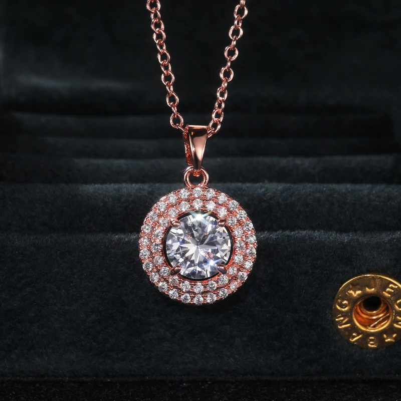 New necklace hot selling copper plated rose gold full inlaid zircon necklace jewelry manufacturers wholesale