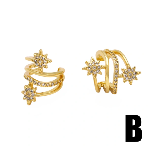 Hot selling zircon ear bone clip earrings niche light luxury gold-plated flower ear clip earrings era082