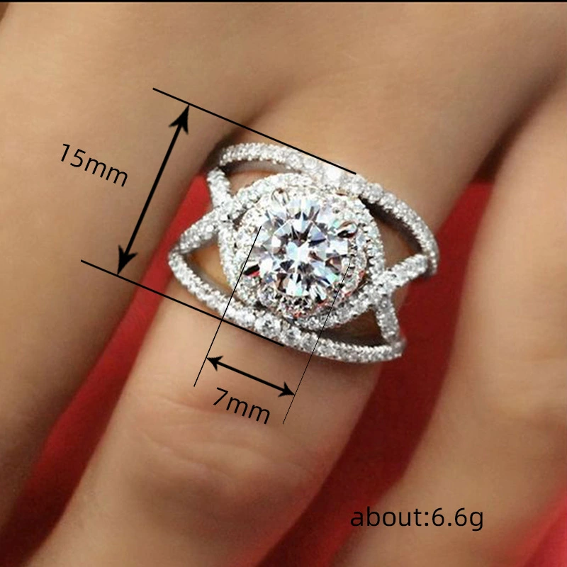  Cross-mirror round multi-layer cross ring fashionable temperament wedding ring micro-inlaid ring simulated diamond zircon ring