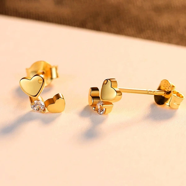 Xiaohongshu live broadcast new creative heart-to-heart zircon earrings versatile student earrings