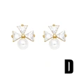 European and American hot-selling flower pearl earrings copper plated 18k gold style temperament triangle earrings eru89