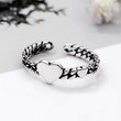  Opening adjustable fashion personality ring size love double peach heart ring heart-shaped ancient silver single ring