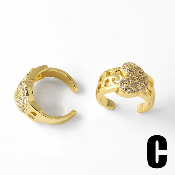 AS jewelry love full zircon earrings female European and American copper plated real gold cross bone clip earrings era250