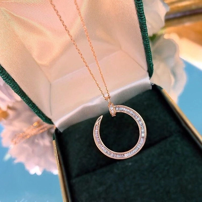 Fashion celebrity celebrity same style micro-inlaid zircon nail necklace high-end necklace creative personality pendant