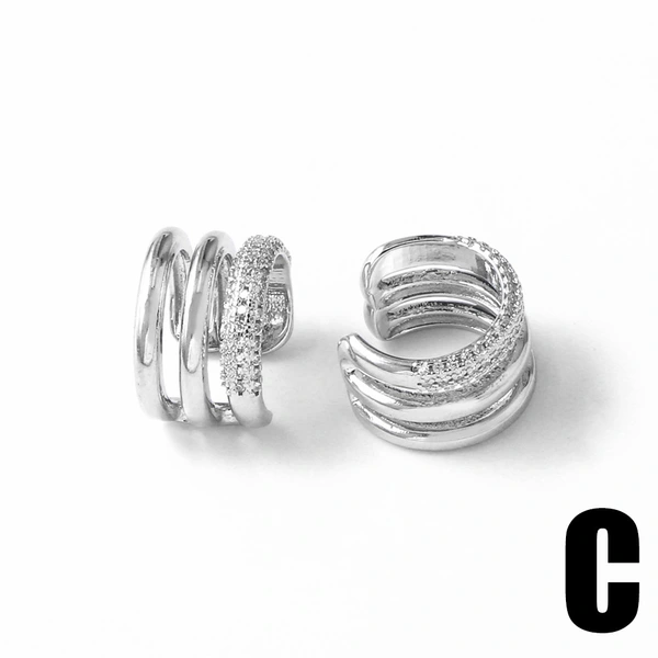 AS jewelry European and American simple inlaid zircon double layer love pearl ear bone clip earrings female era036