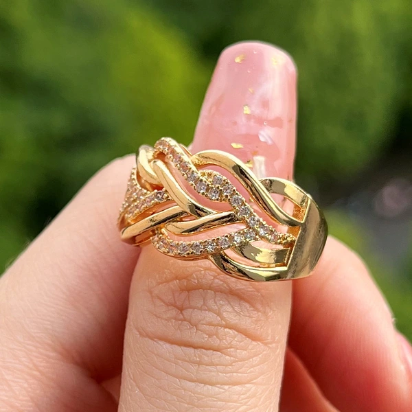 Independent station European and American multi-layer winding ring creative hollow metal geometric twist ring for men and women