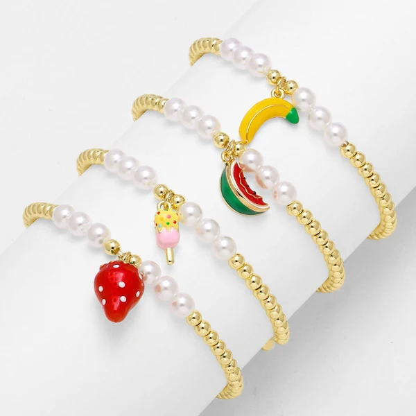 AS jewelry popular strawberry watermelon fruit pendant bracelet female gold-plated oil drop bracelet brj35