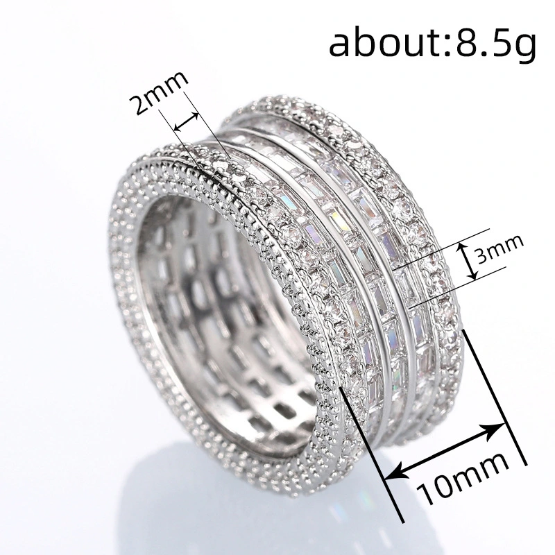  Inlaid zircon European and Korean rings for women fashionable full diamond light luxury jewelry popular geometric engagement rings
