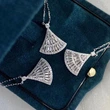 Hot-selling skirt fan-shaped necklace ladder square diamond small skirt light luxury style evening elegant fashion accessories