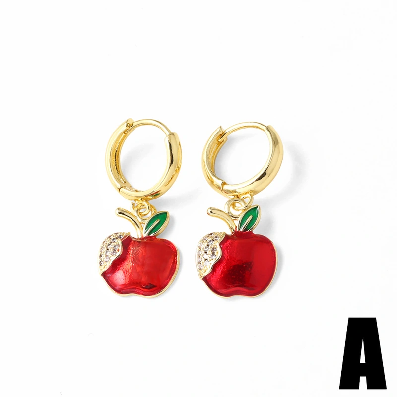 AS jewelry European and American simple design copper plated real gold cherry fruit pepper pendant earrings earrings eru17