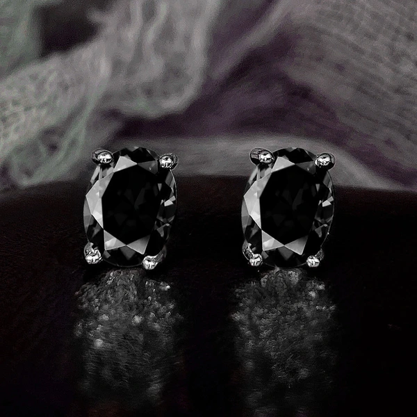 Special earrings dazzling four-claw single diamond earrings for women fashionable and small oval zircon earrings