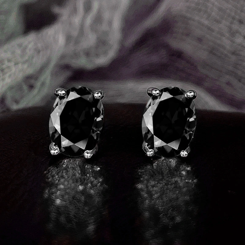 Special earrings dazzling four-claw single diamond earrings for women fashionable and small oval zircon earrings