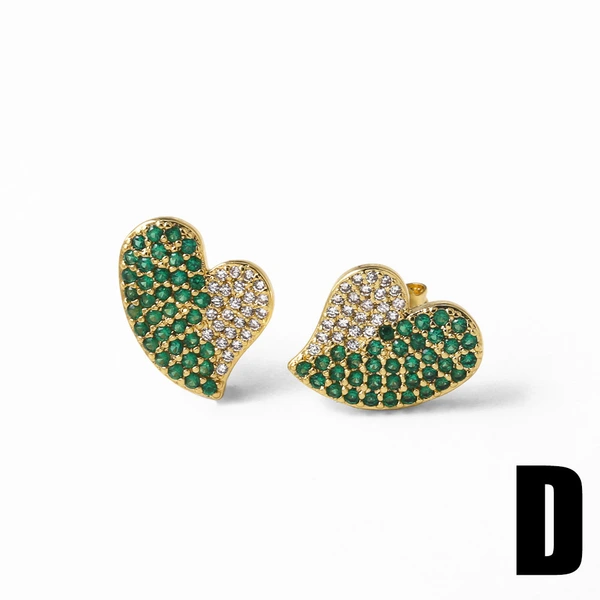 AS jewelry hot selling love heart inlaid colored zircon earrings earrings female err03