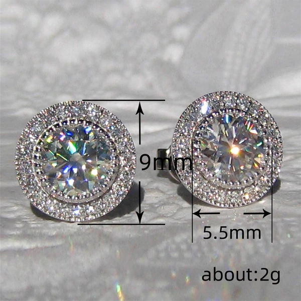 Japanese and Korean new earrings inlaid with super shiny round zircon full diamond earrings for women, elegant and elegant earrings wholesale
