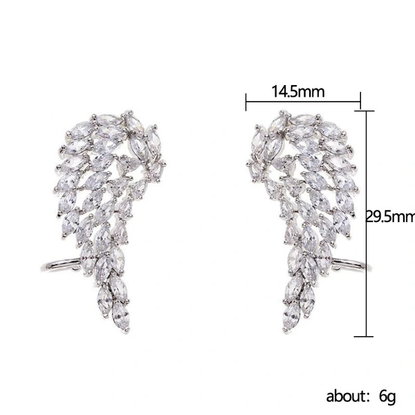 High-quality earrings angel wings AAA zircon ear clips exquisite shape women's earrings