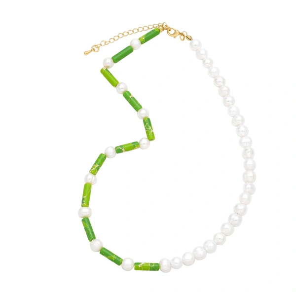 Clearance 2023 European and American green splicing pearl necklace Internet celebrity trend fashion temperament clavicle chain necklace nkb469