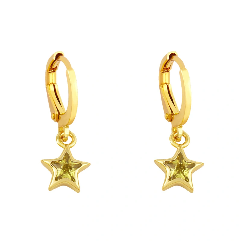 Clearance five-pointed star earrings temperament inlaid zircon simple earrings European and American trend personality star earrings ery71