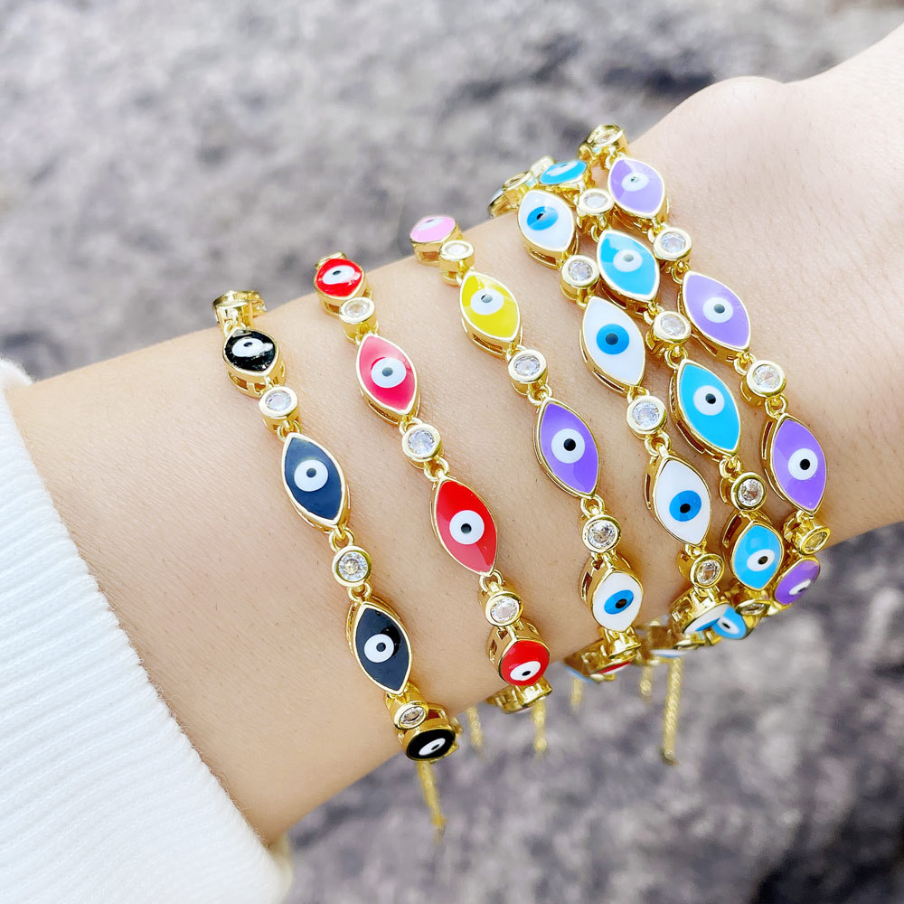 European and American hot selling evil eye bracelet bohemian style colorful oil drop eye bracelet female brf15