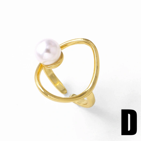 AS jewelry vintage pearl ring female copper plated 18k gold Madonna ring female riq52