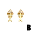 Hot selling zircon heart crab flower fish bone small earrings cute small diamond ear bone studs ert24
