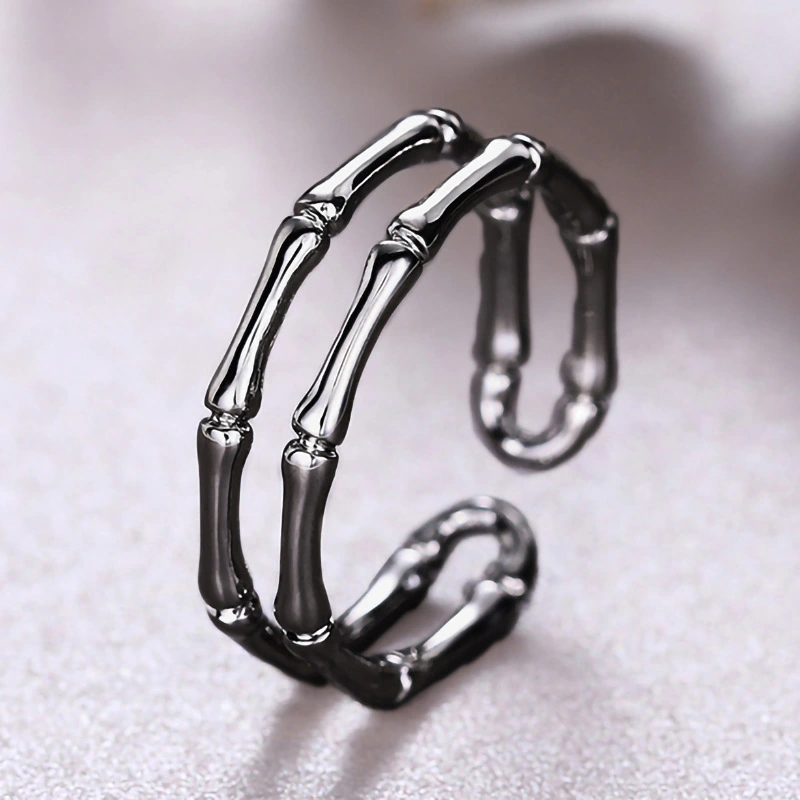  Fashion personality bamboo adjustable ring simple popular plain ring female super popular European and Korean jewelry
