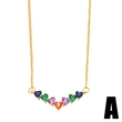 Clearance European and American personality fashion micro-inlaid colored zircon heart necklace female simple versatile necklace nkb630