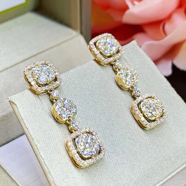 European and American new wedding accessories fashion engagement dinner luxury long earrings women exquisite bridal earrings