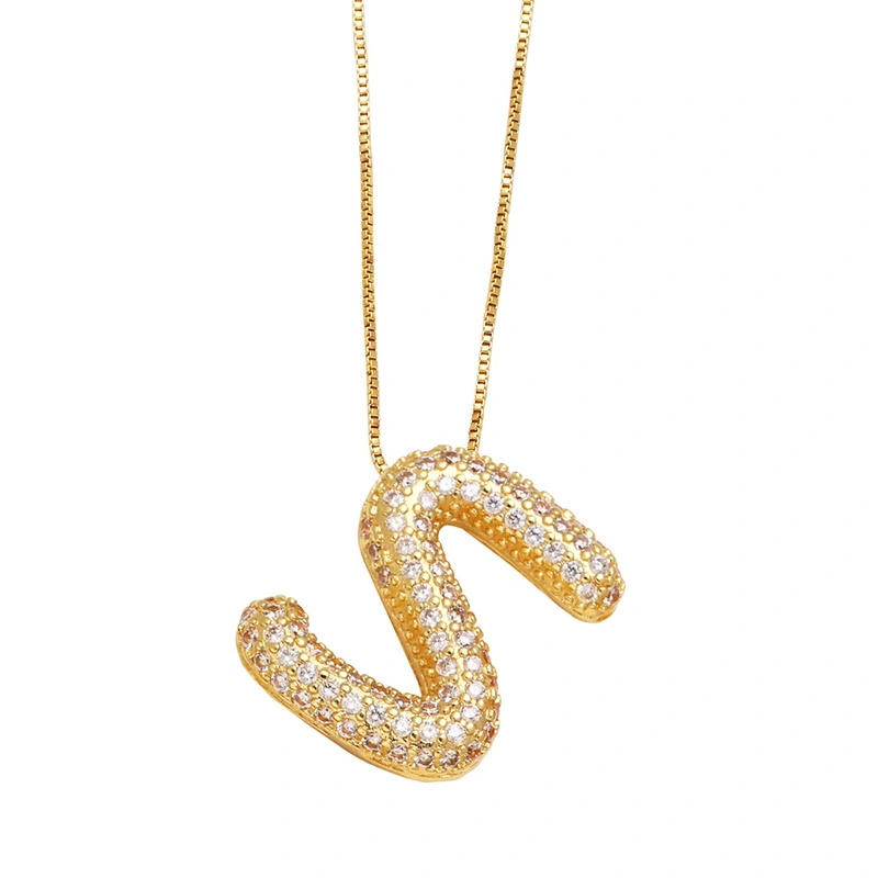AS jewelry new hot selling writing full zirconium 26 English letters pendant necklace clavicle chain nkz14