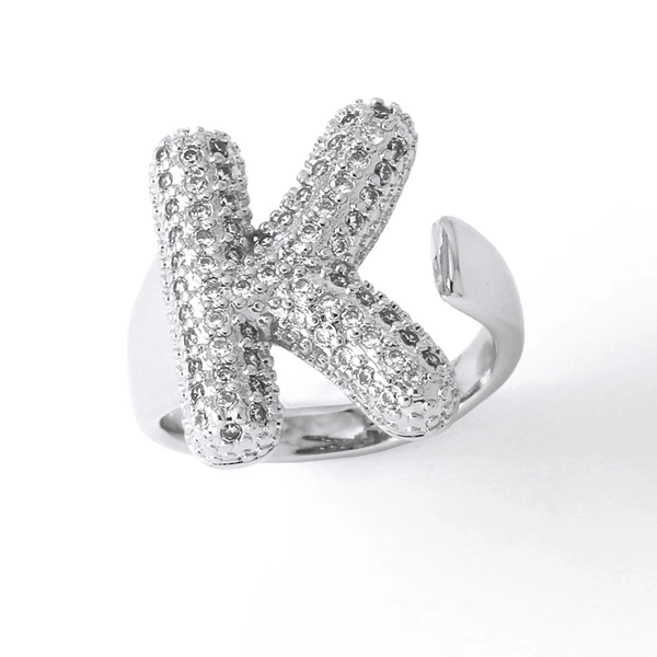 Jewelry Europe and the United States hot selling 26 English letter ring gold-plated full zircon fat letter ring rih91